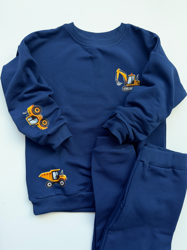Komplet dla dziecka maszyny budowlane (bluza + spodnie)