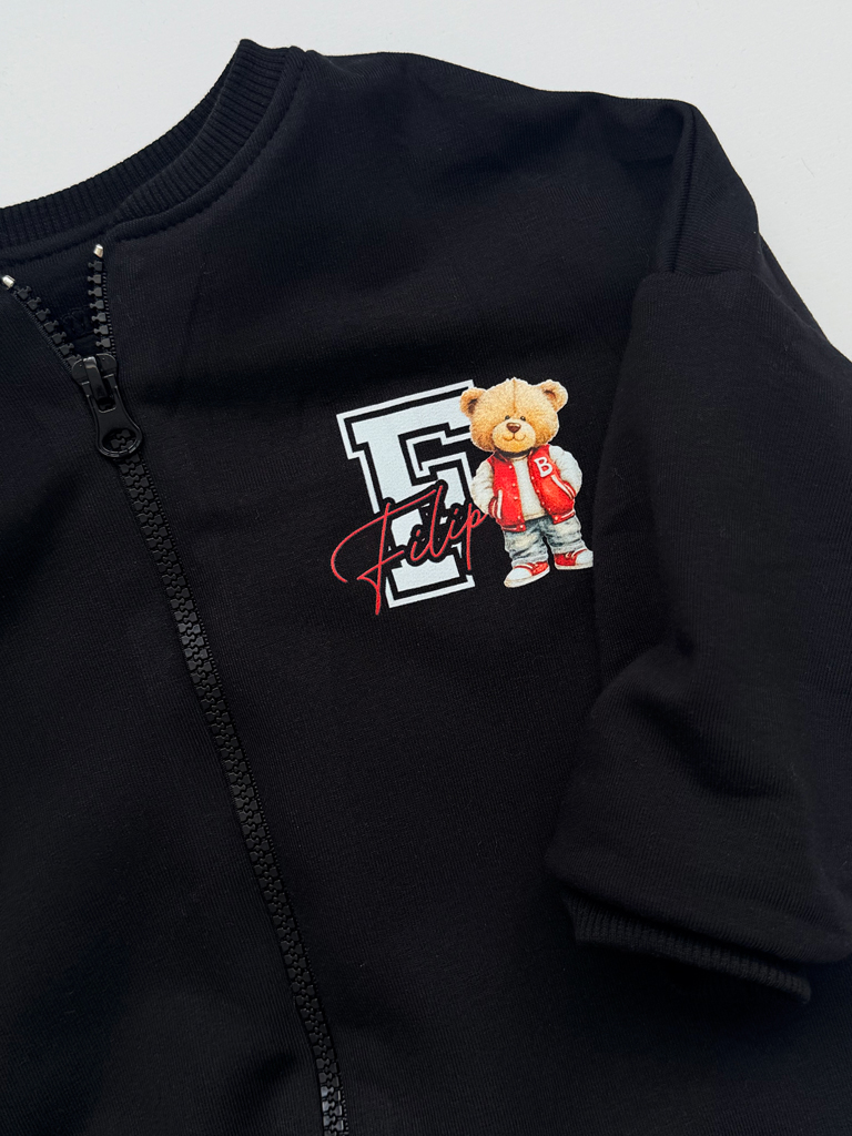 Czarny komplet dla dziecka ziomeczek (bluza bejsbolówka + spodnie) - obrazek 4