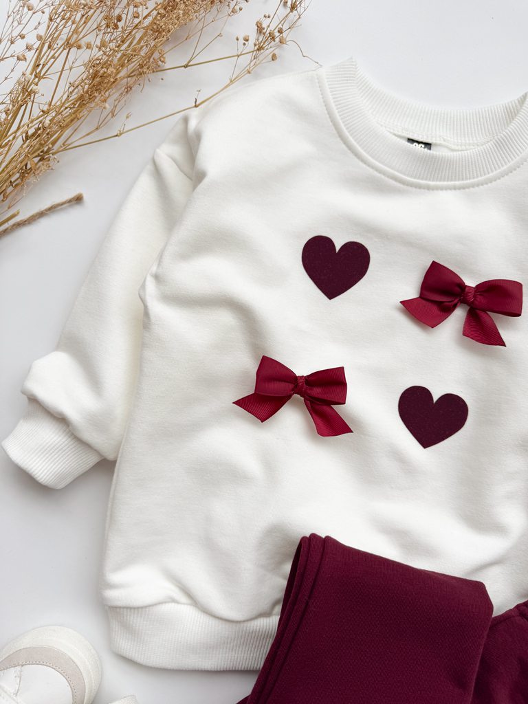 Bluza dziecięca serduszka i kokardki