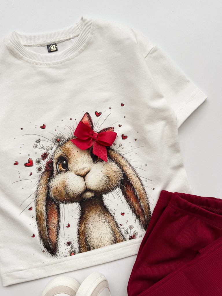 Koszulka dziecięca zajączek z kokardą