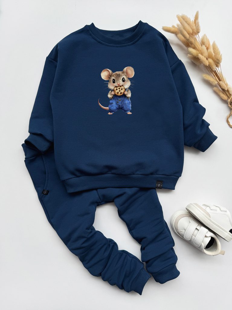 Komplet dla dziecka myszka w ogrodniczkach (bluza + spodnie)