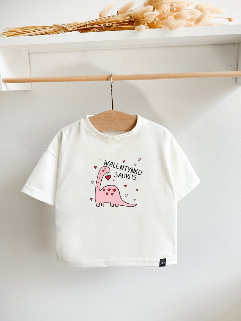 Koszulka dziecięca z nadrukiem walentynkosaurus
