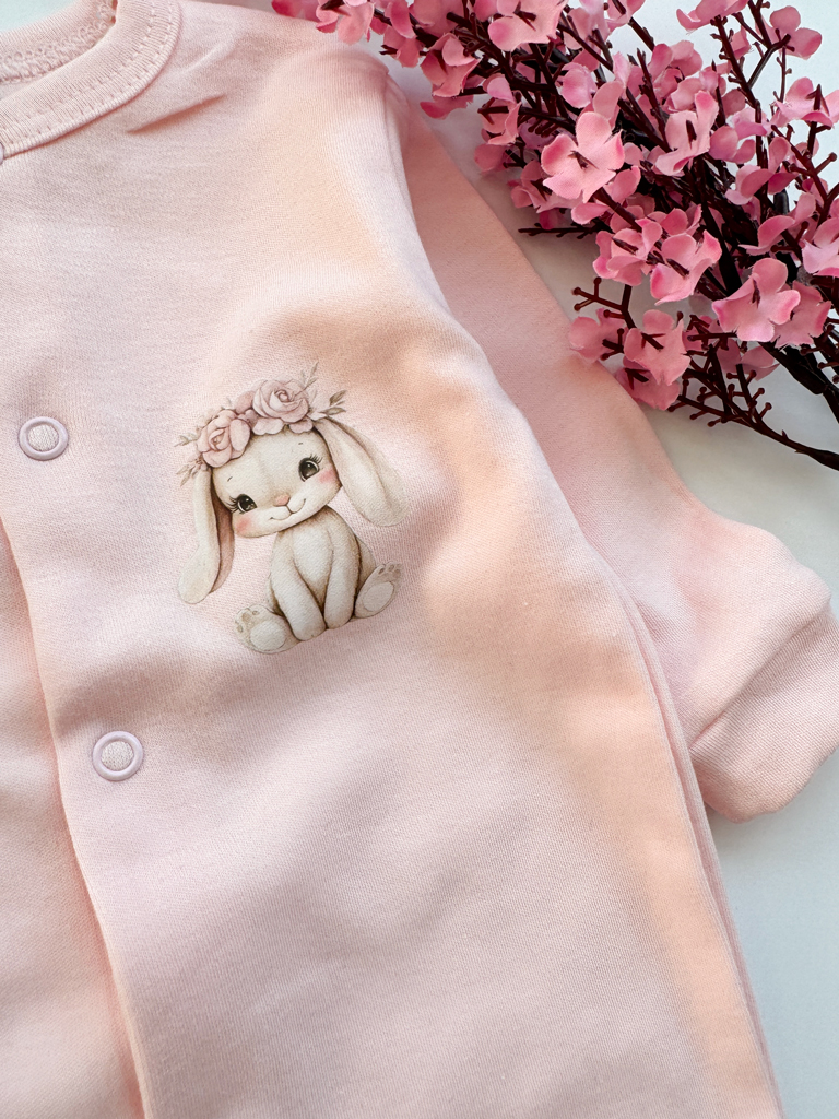 Pajacyk niemowlęcy ze stópkami słodki pluszowy zajączek