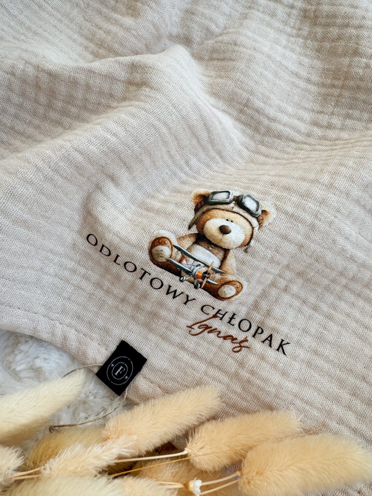 Pieluszka muślinowa miś odlotowy chłopak