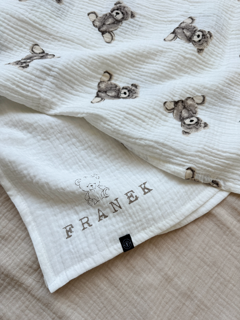 3pak pieluszek muślinowowych pluszowy misio - obrazek 3