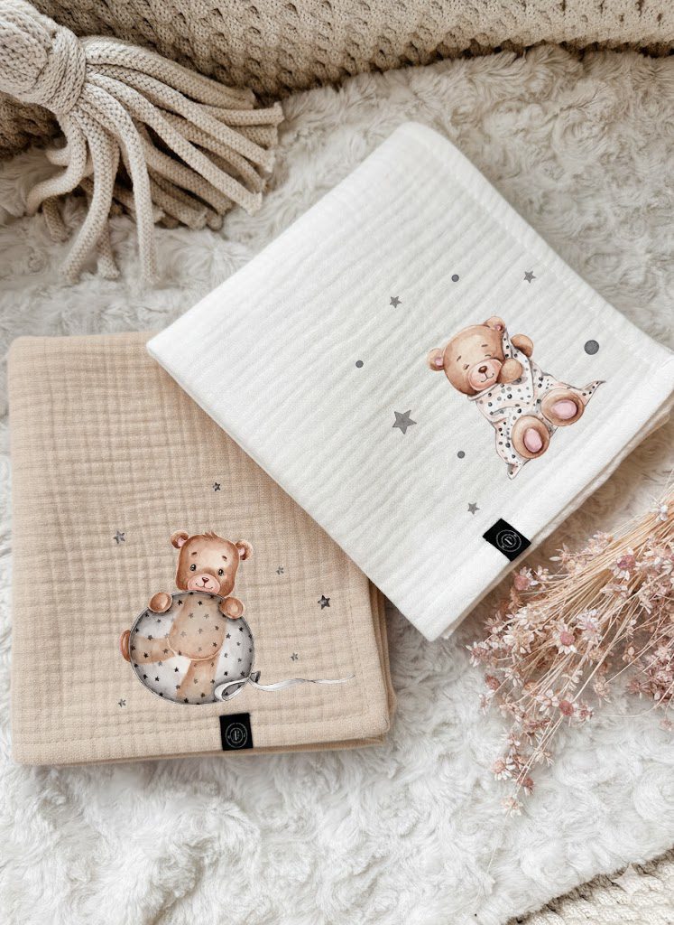 2pak pieluszek muślinowowych z misiami