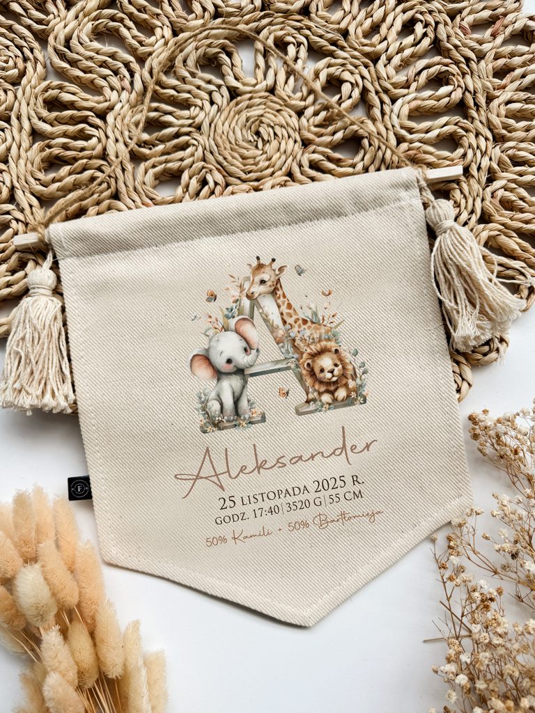 Proporczyk z metryczką inicjał safari