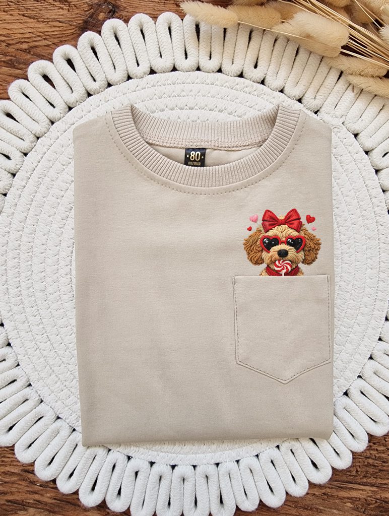 Koszulka dziecięca piesek z lizakiem w kieszonce