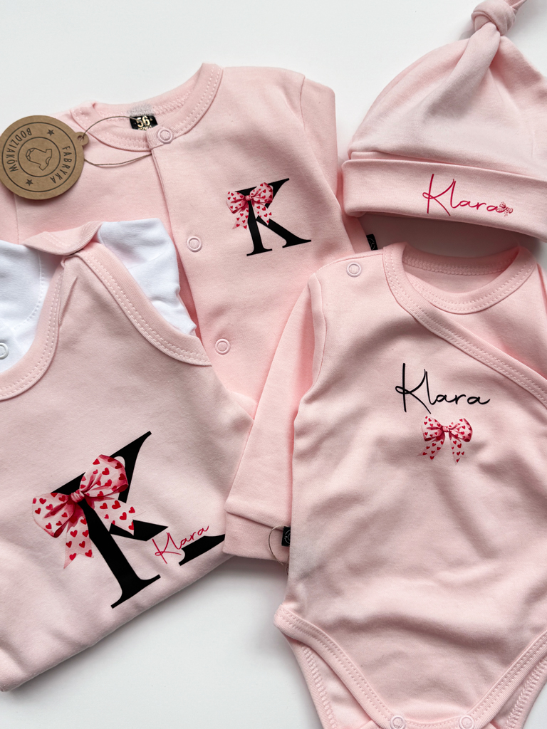 Zestaw wyprawkowy dla niemowlaka kokardka  6el.