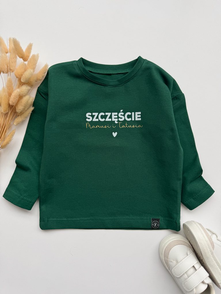 Zielona koszulka z długim rękawem szczęście mamusi i tatusia