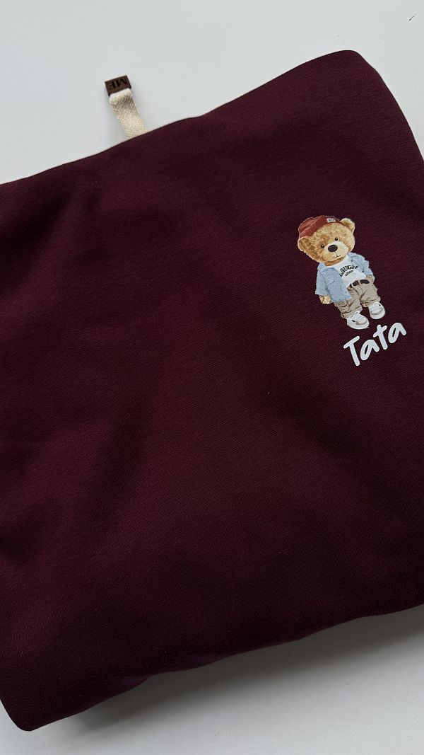 Bluza męska bordowa z kapturem miś tata rozmiar S