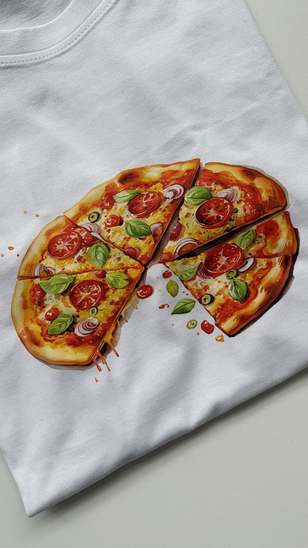 Koszulka męska biała pizza rozmiar L