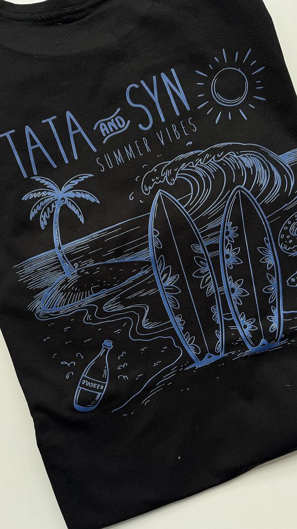 Koszulka męska czarna z nadrukiem na plecach wakacje rozmiar L