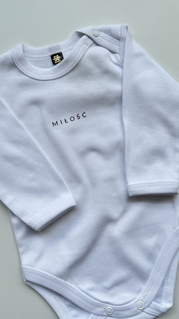 Body białe z długim rękawem miłość rozmiar 68
