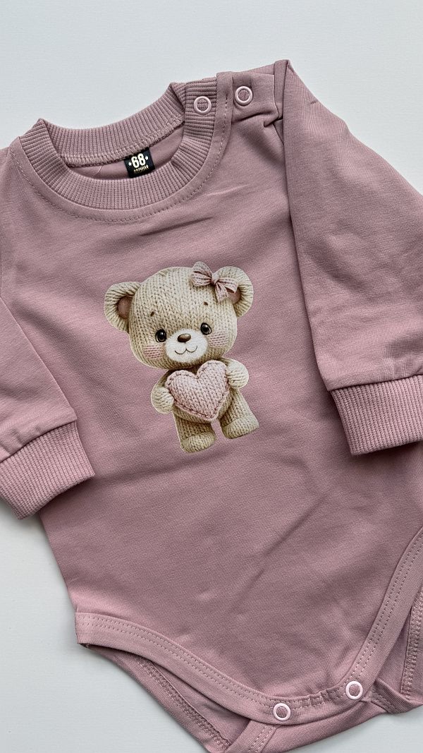 Body brudny róż z misiem rozmiar 68