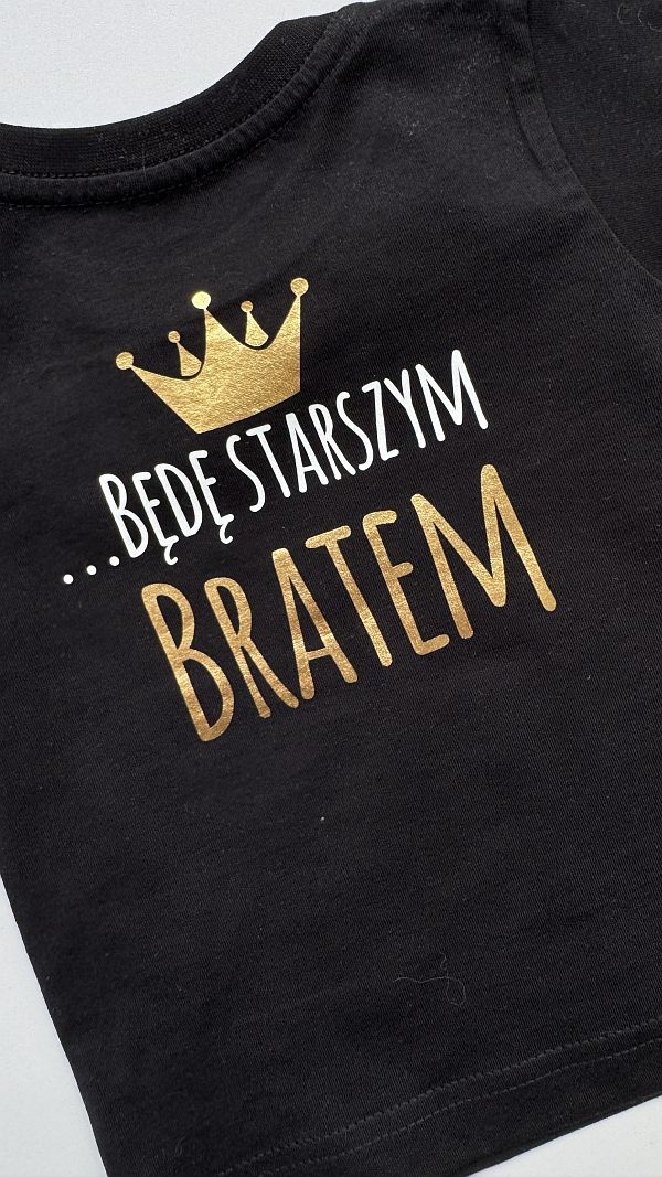 Koszulka czarna będę starszym bratem rozmiar 80