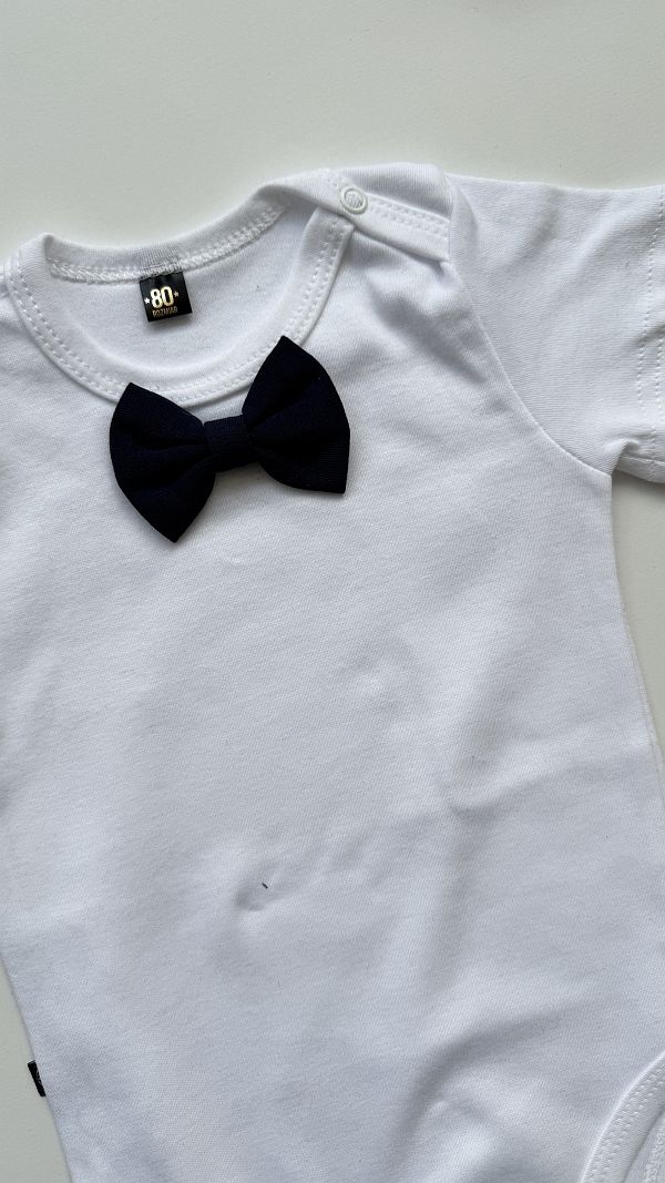 Body białe z krótkim rękawem z muchą rozmiar 80