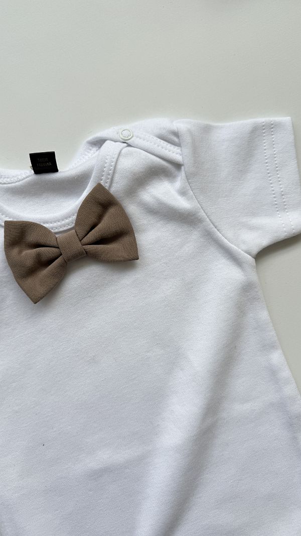 Body białe z krótkim rękawem kawowa mucha rozmiar 80