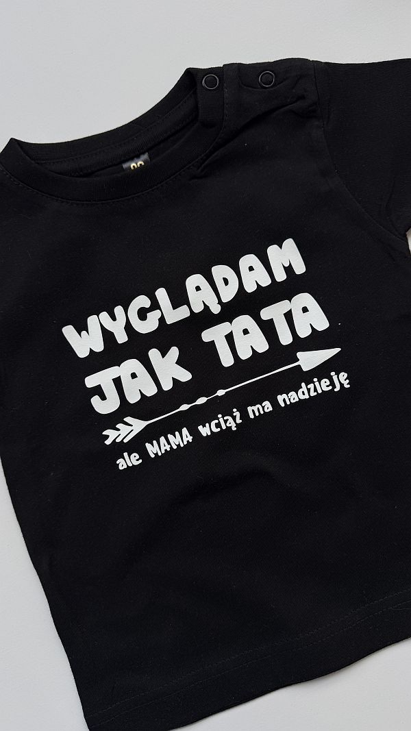 Koszulka czarna z krótkim rękawem wyglądam jak tata rozmiar 80