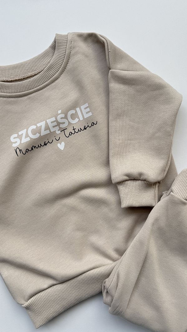 Komplet beżowy szczęście mamusi i tatusia rozmiar 80