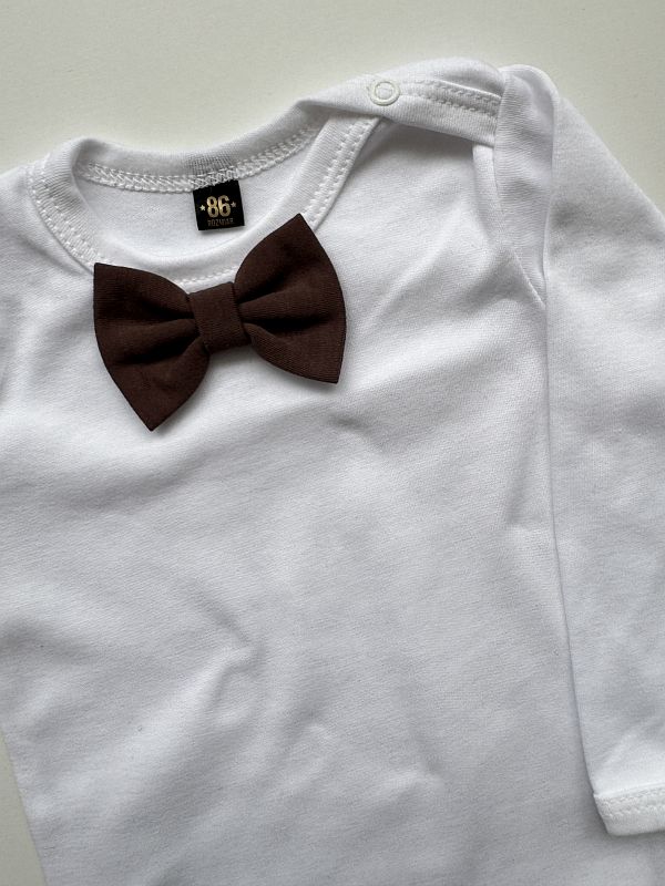 Body białe z muchą z długim rękawem rozmiar 86