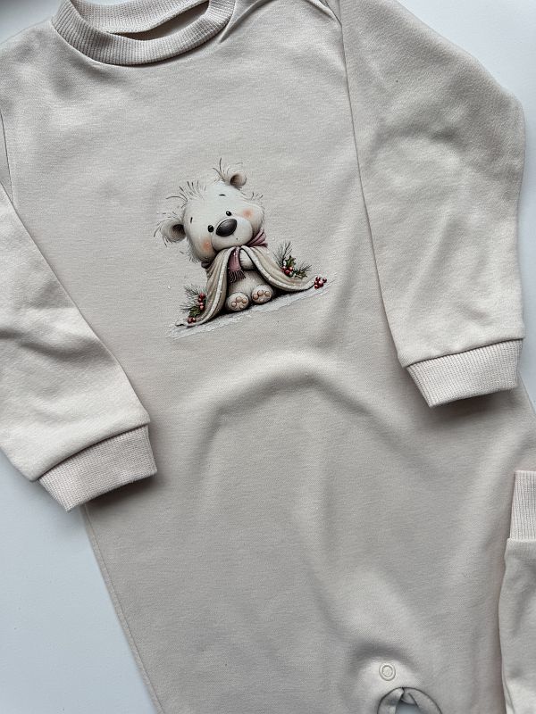 Pajac jasny beż miś z kocykiem rozmiar 92