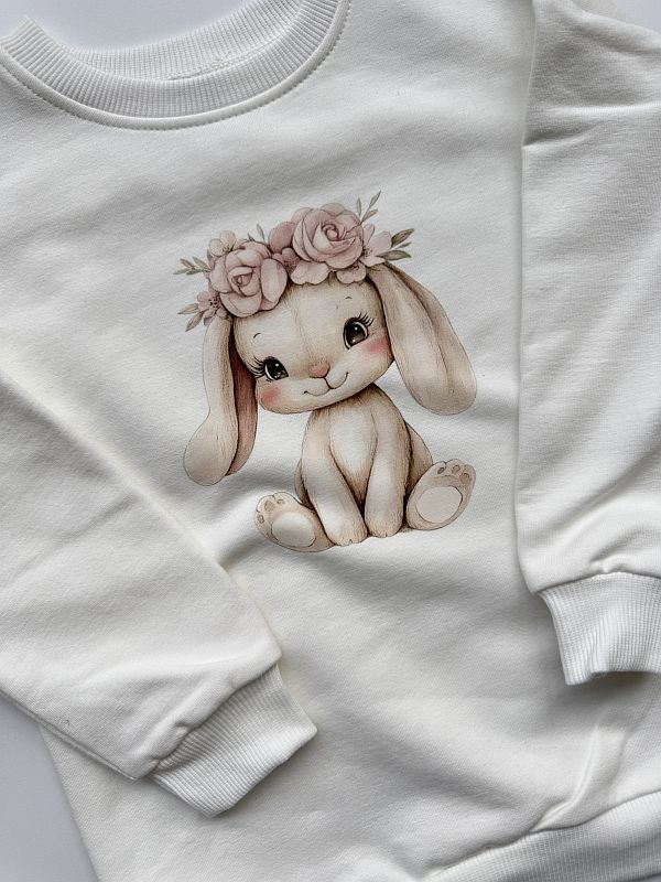 Bluza ecru z zajączkiem w wianku rozmiar 104