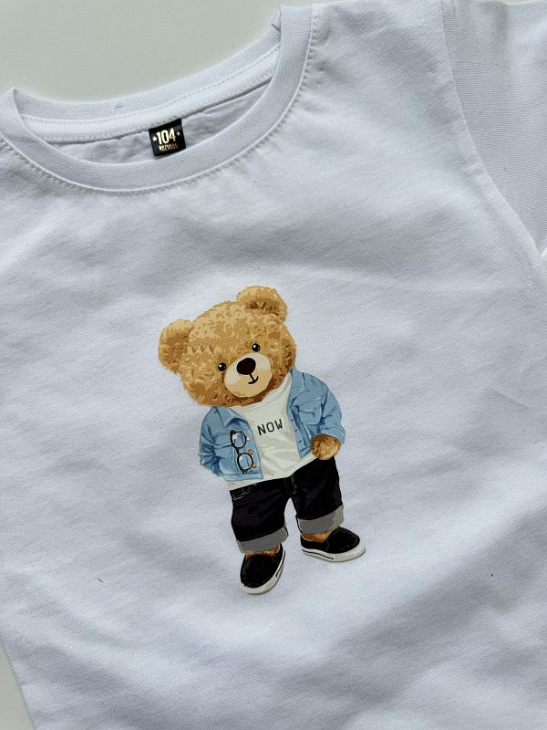 Koszulka biała z misiem rozmiar 104