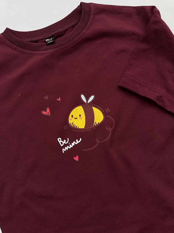 Koszulka bordowa be mine z pszczółką rozmiar 104