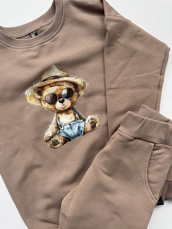 Komplet kawowy miś w kapeluszu rozmiar 110