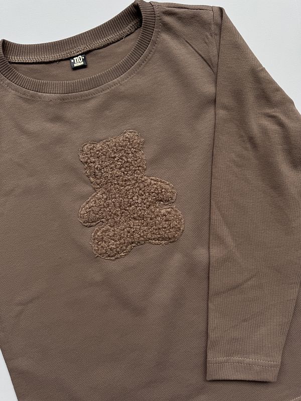 Koszulka kawowa z długim rękawem pluszowy miś rozmiar 110