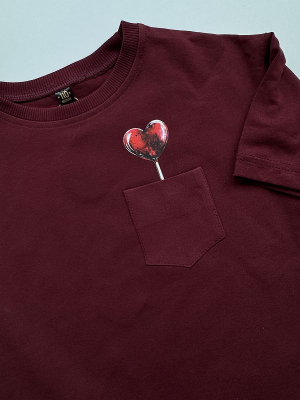 Koszulka bordowa lizak w kieszonce rozmiar 110