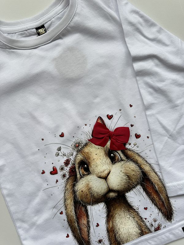 Koszulka z zającem z kokardką rozmiar 110