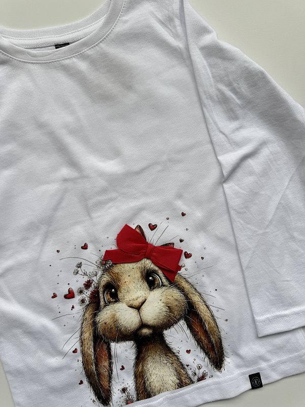 Koszulka z zającem z kokardką rozmiar 116