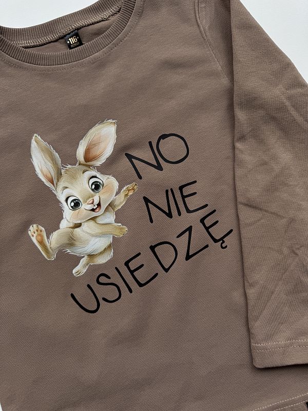 Koszulka kawowa z długim rękawem no nie usiedzę rozmiar 116