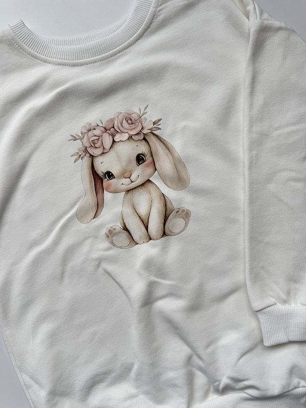 Bluza ecru pluszowy zajączek rozmiar 128