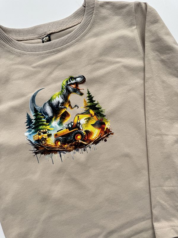 Koszulka beżowa z dinozaurem rozmiar 128