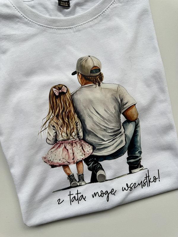 Koszulka biała z tatą mogę wszystko rozmiar 164