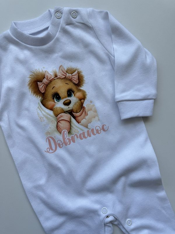 Pajac biały dobranoc rozmiar 56