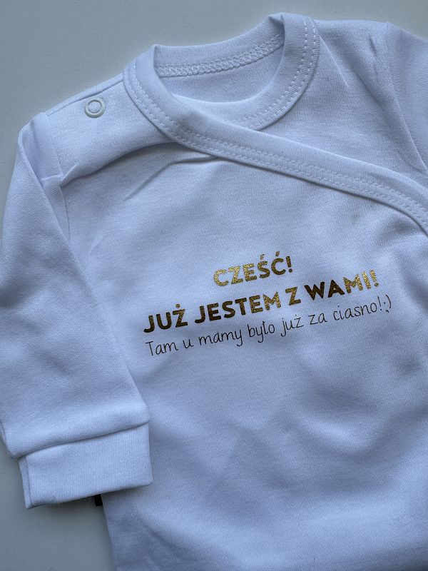 Body białe kopertowe cześć już jestem rozmiar 56