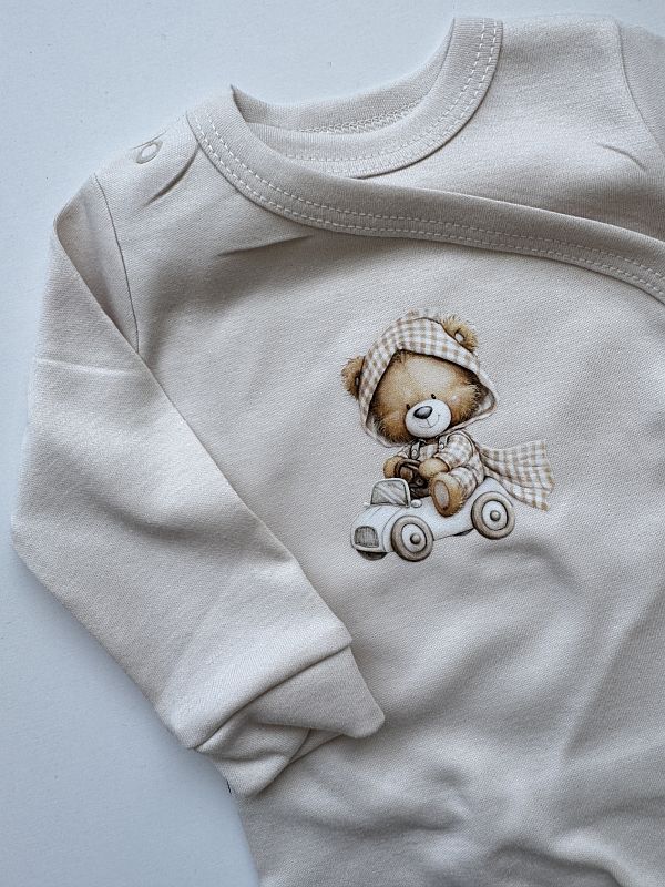 Body jasny beż kopertowe z misiem rozmiar 62