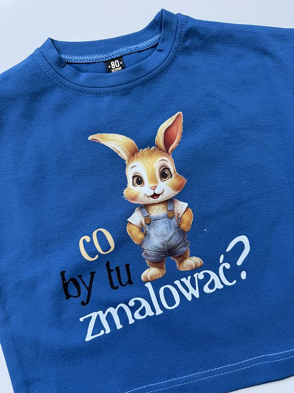 Koszulka niebieska oversize co by tu zmalować rozmiar 80