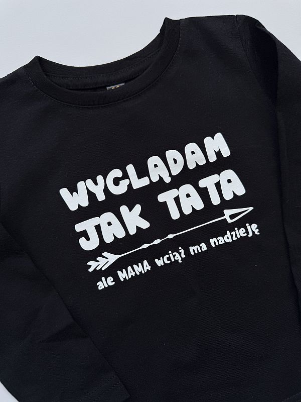 Koszulka czarna z długim rękawem wyglądam jak tata rozmiar 86