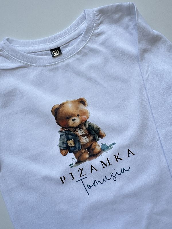 Koszulka biała piżamka Tomusia rozmiar 104