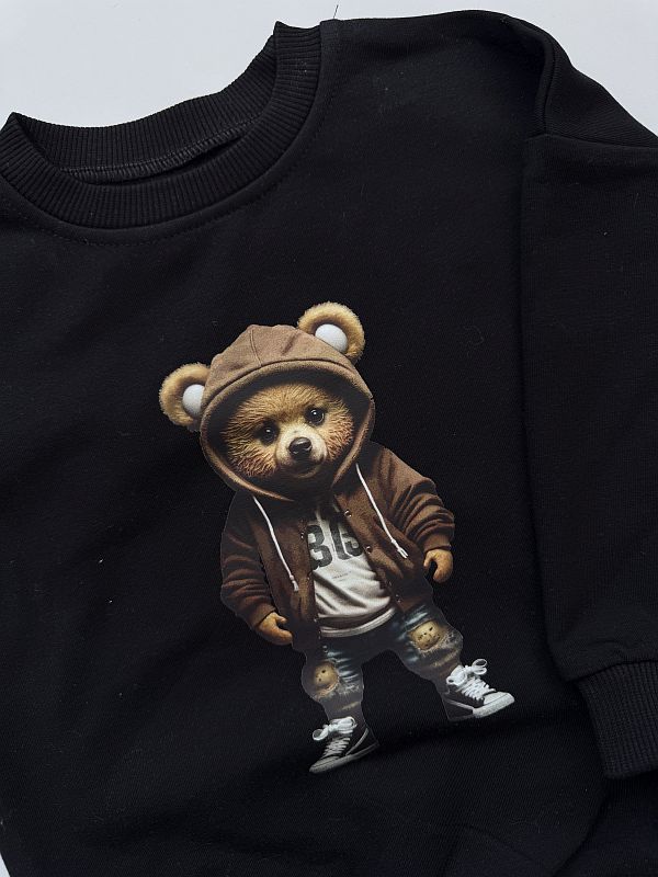 Bluza czarna z misiem rozmiar 92
