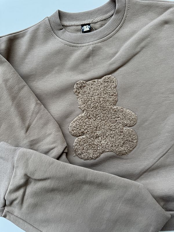 Komplet dresowy kawowy z pluszowym misiem rozmiar 92