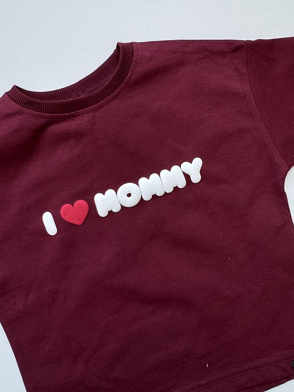 Koszulka bordowa i love mommy rozmiar 92