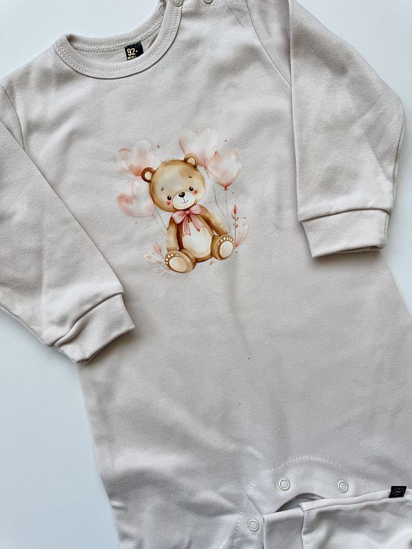 Pajac z misiem jasny beż rozmiar 92