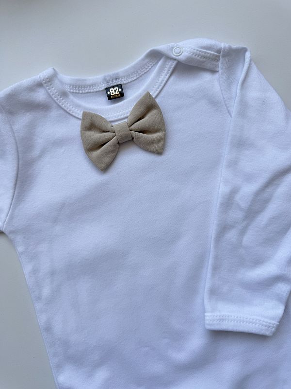Body białe z długim rękawem z muchą rozmiar 92