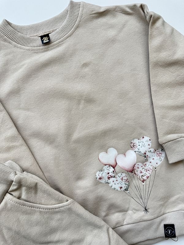 Komplet jasny beż z balonikami rozmiar 98